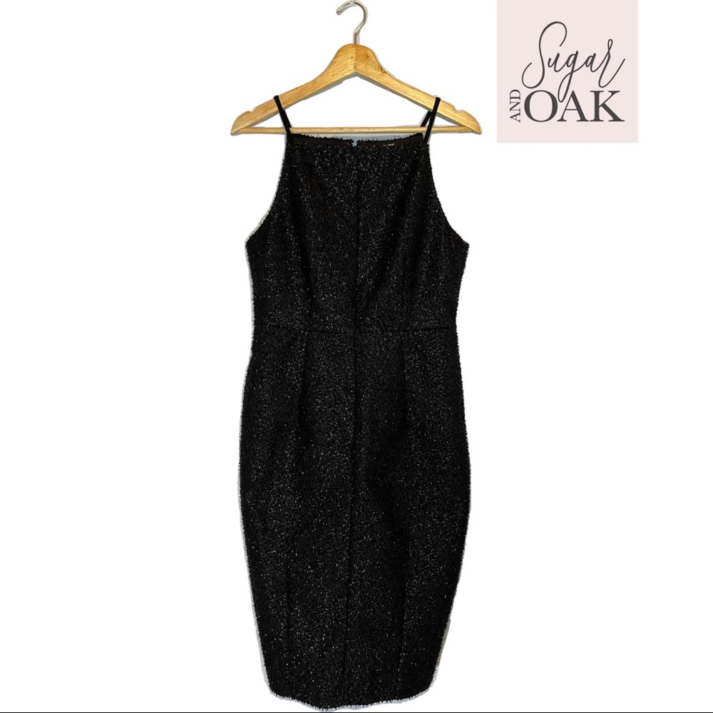H&M Black Sparkle Black Party Pencil Dress Sz 10